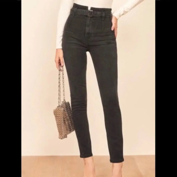 Reformation Jeans Kayo High & Skinny Black Eerie Wash Size 25 - Picture 1 of 11